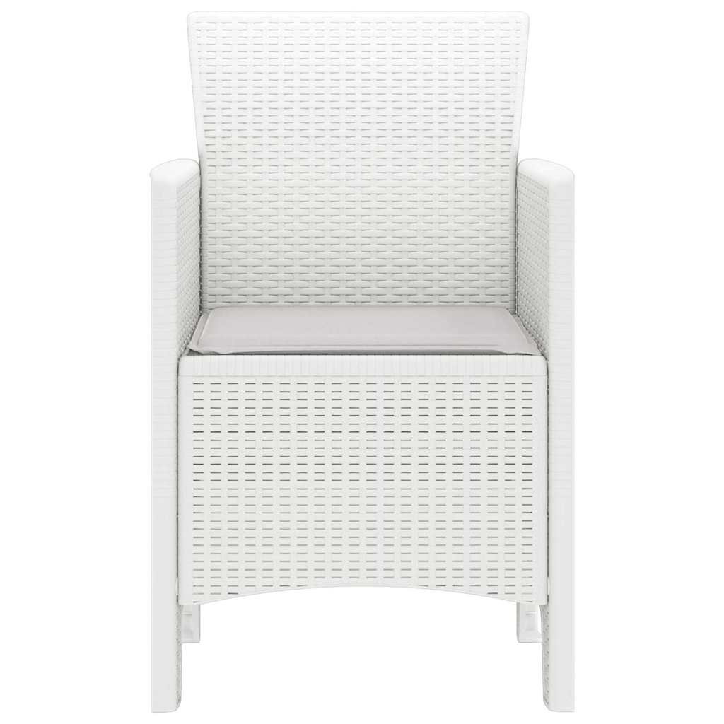 Gartenstuhl mit Kissen 4 pcs Weiß 53 x 49 x 85 cm Polypropylen