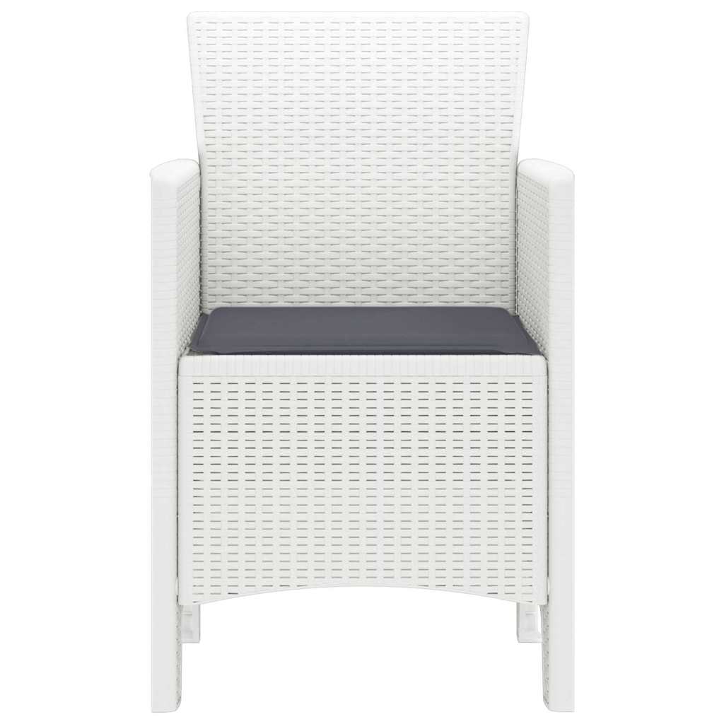 Gartenstuhl mit Kissen 4 pcs Weiß 53 x 49 x 85 cm Polypropylen