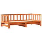 Tagesbett mit Ausziehbett Wachsbraun 203,5 x 184 x 66 cm