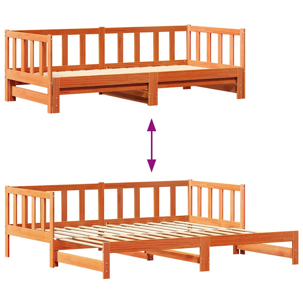 Ausziehbares Tagesbett Wachsbraun 203,5 x 164 x 66 cm