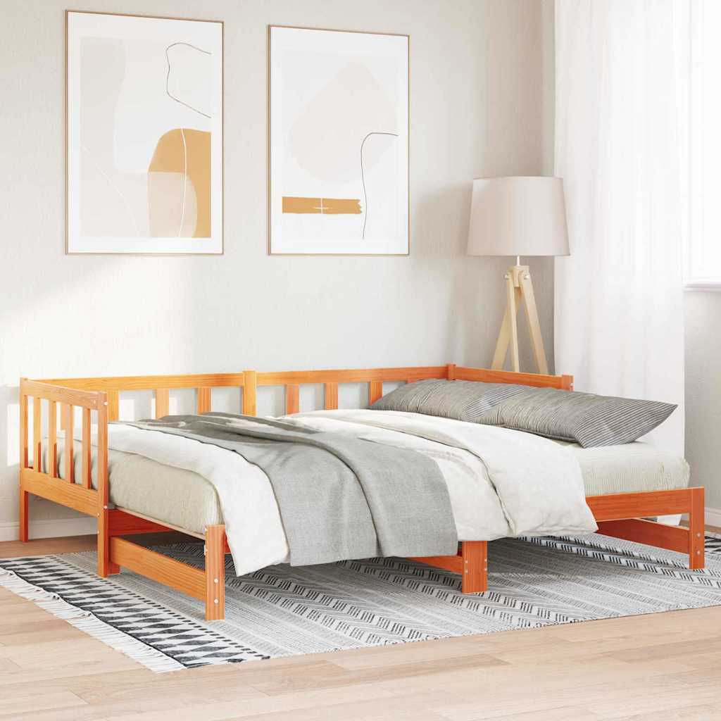 Ausziehbares Tagesbett Wachsbraun 193,5 x 184 x 66 cm