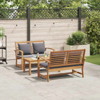 Gartensofa-set 3 pcs Natur Massivholz Teak