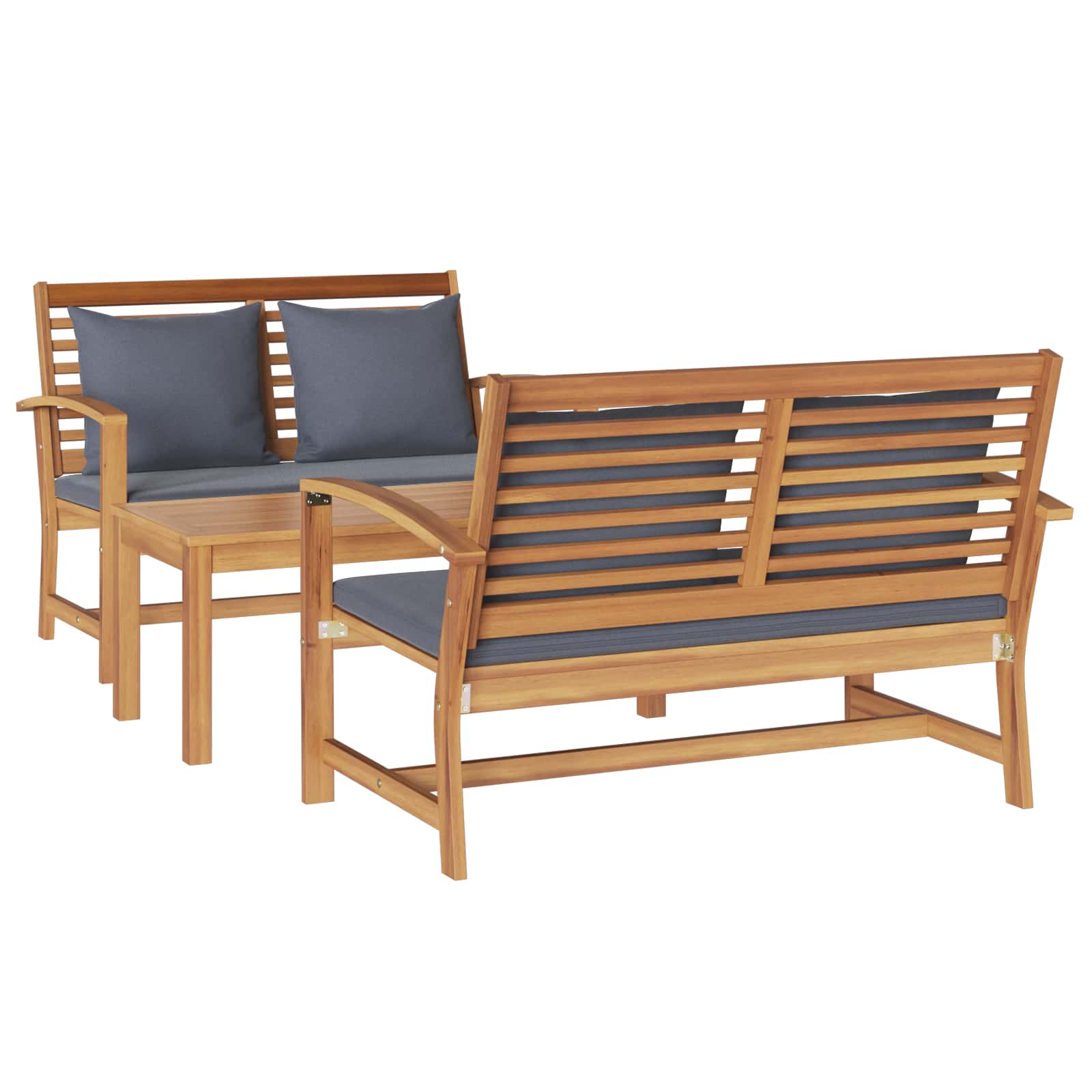 Gartensofa-set 3 pcs Natur Massivholz Teak
