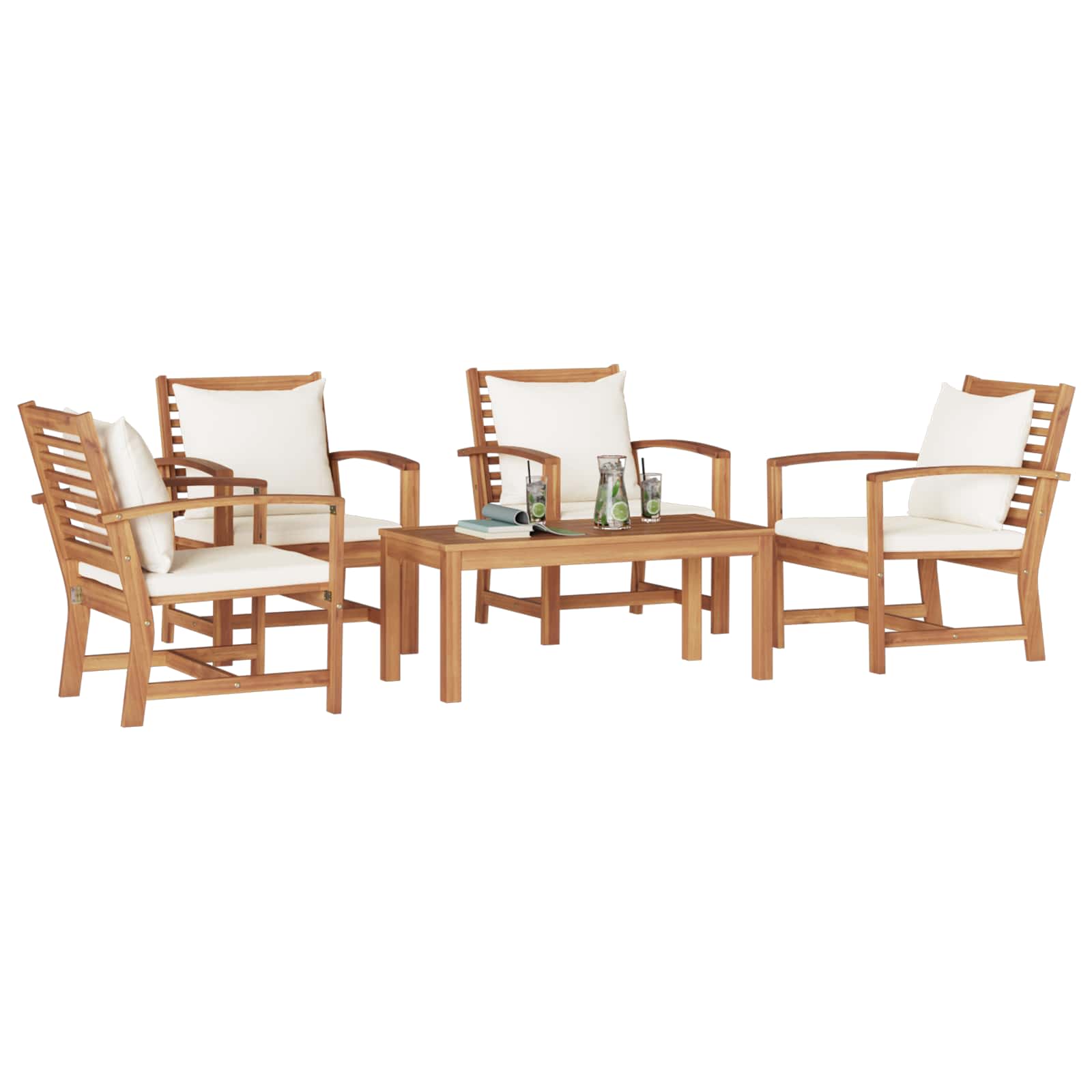 Gartensofa-set 5 pcs Natur Massivholz Teak