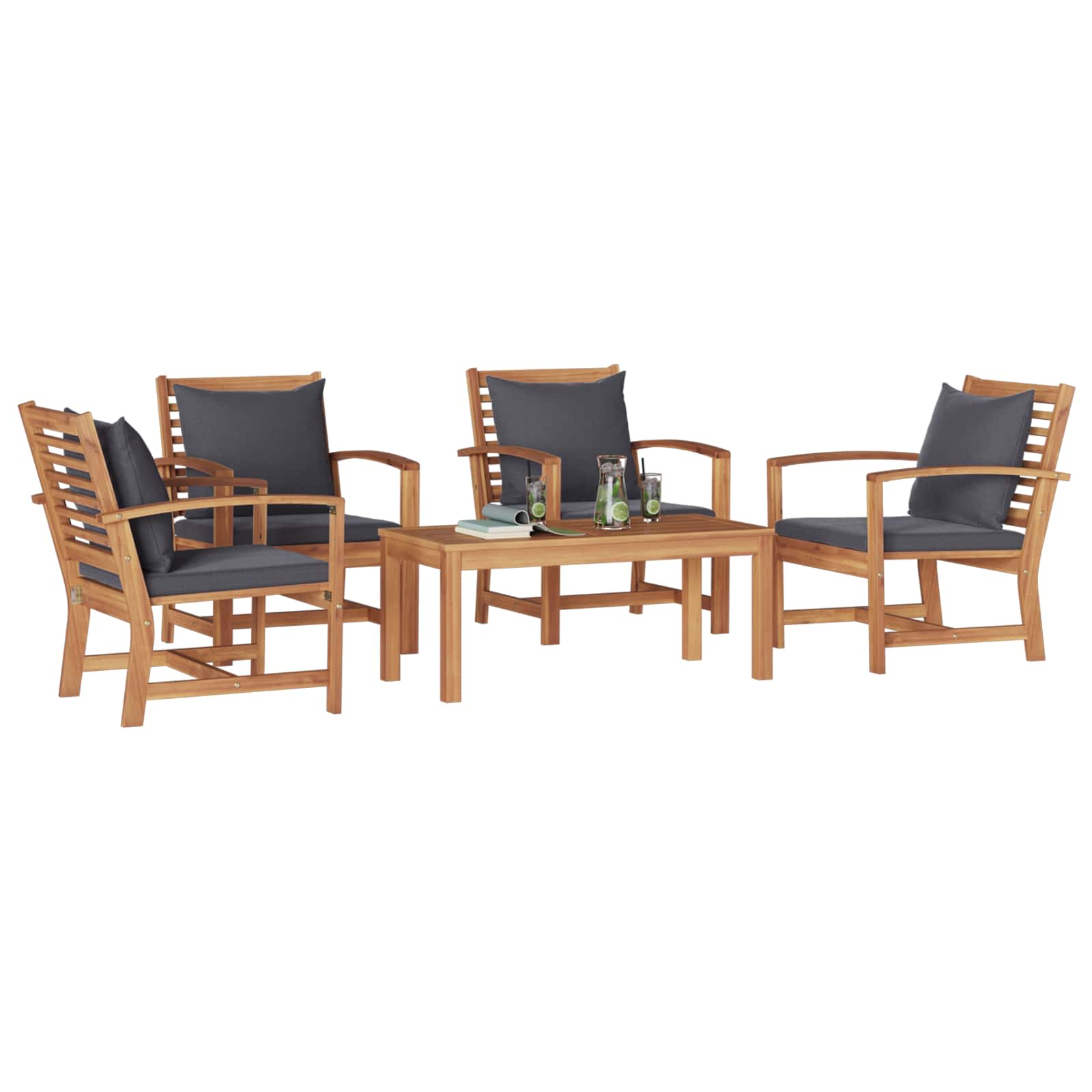 Gartensofa-set 5 pcs Natur Massivholz Teak