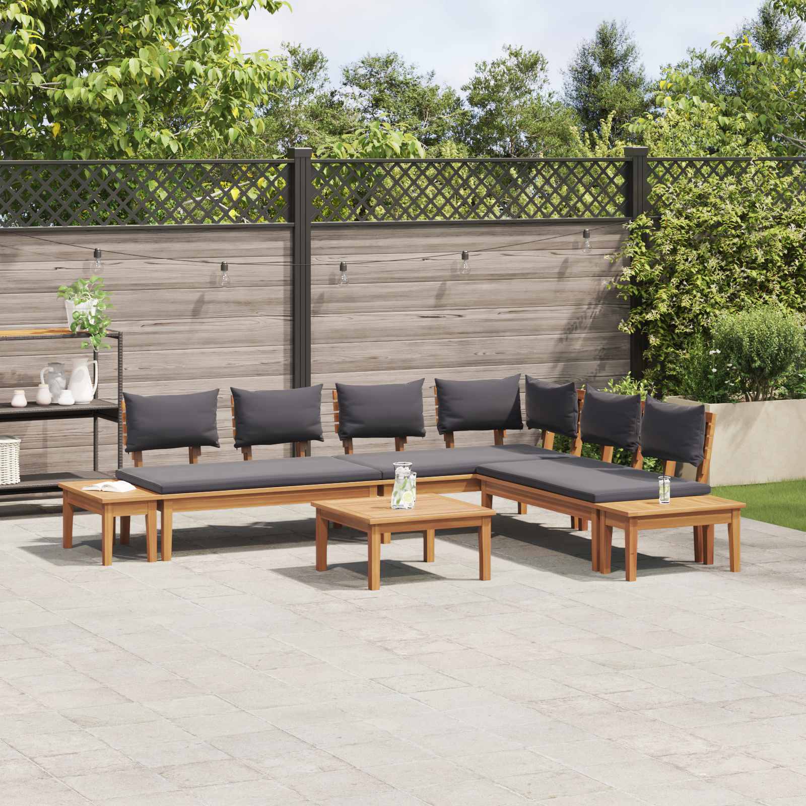 Gartensofa-set 3 pcs Braun und Grau