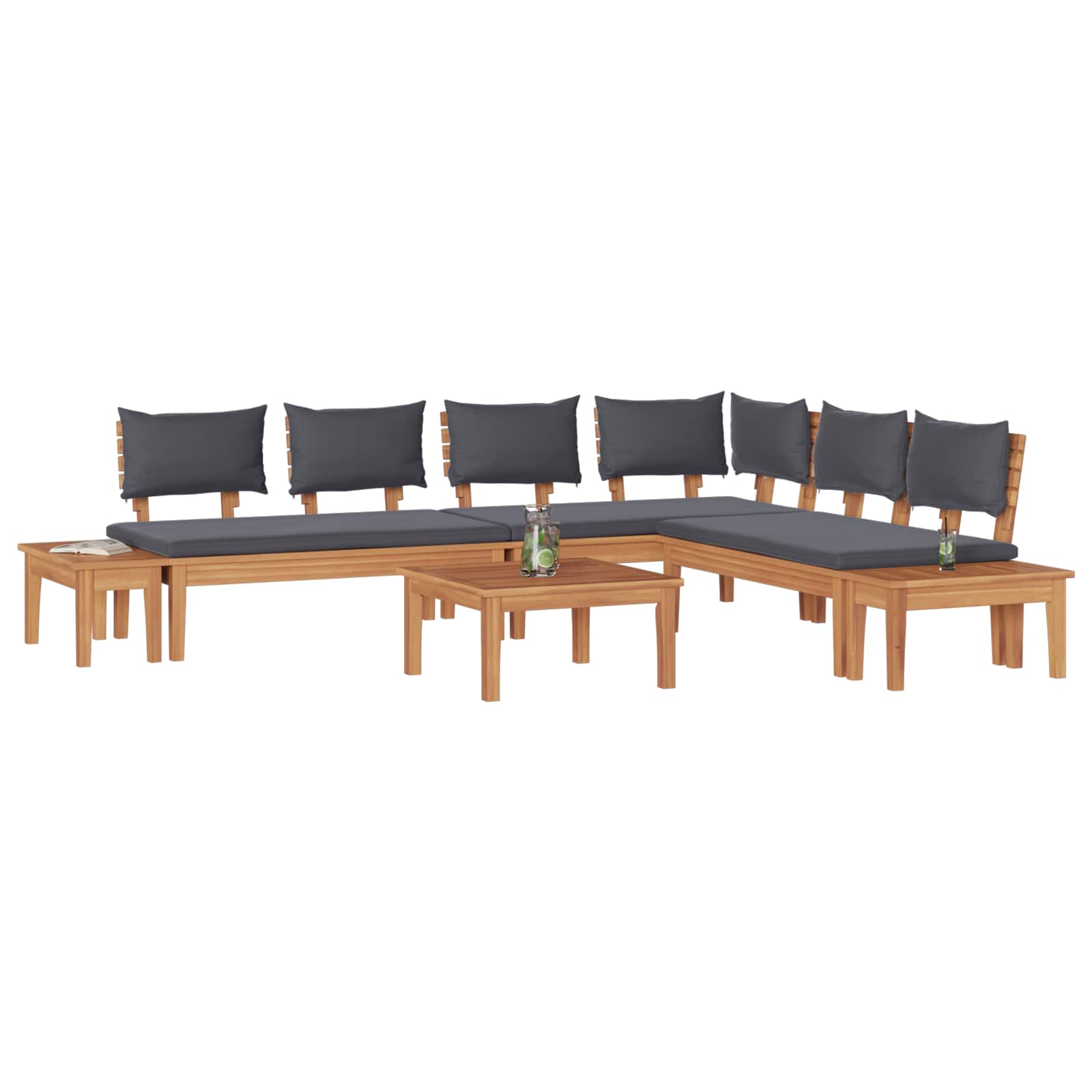 Gartensofa-set 3 pcs Braun und Grau