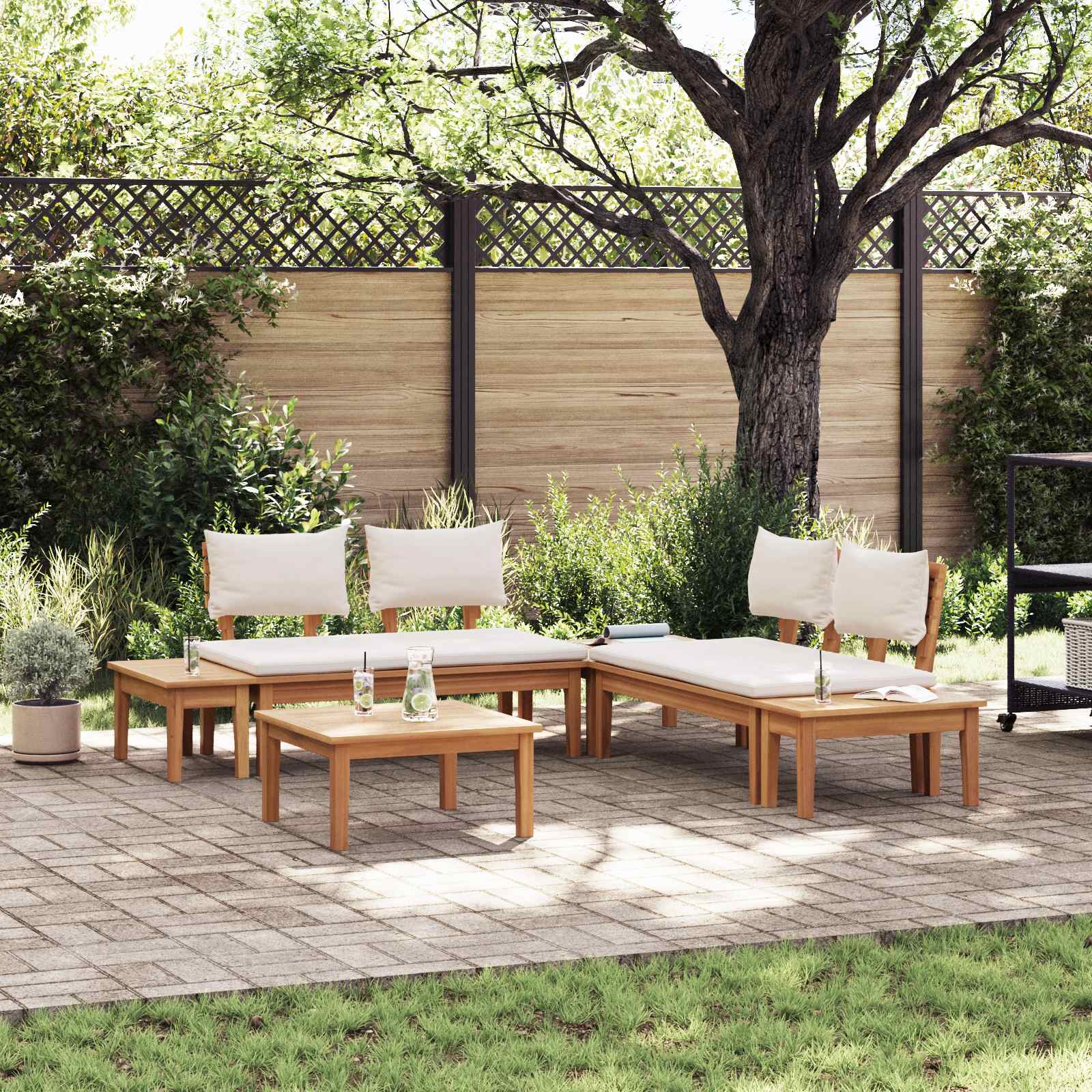 Gartensofa-set 3 pcs Braun und Creme