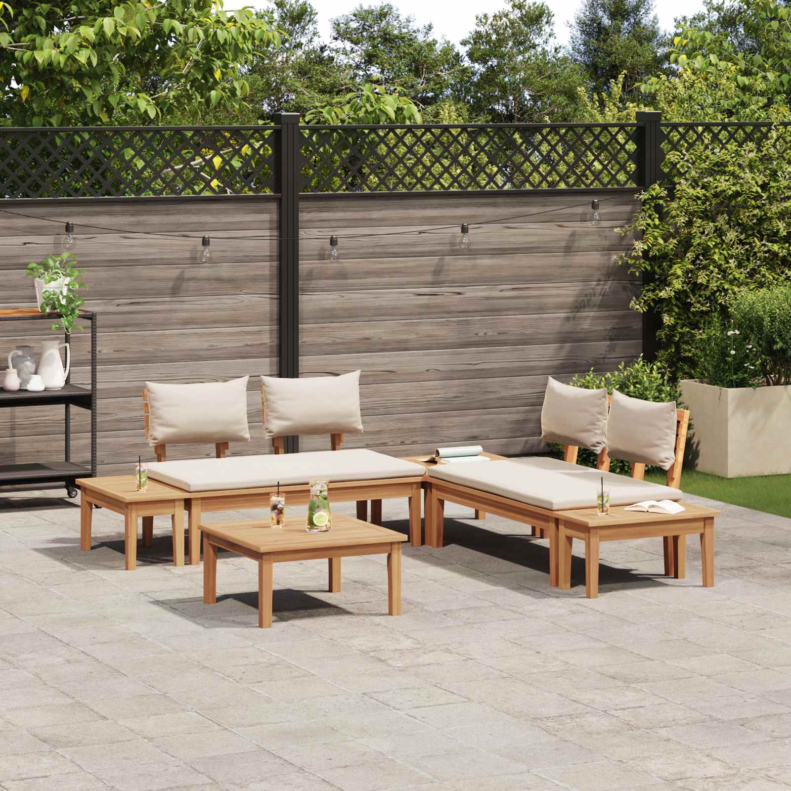 Gartensofa-set 3 pcs Braun und Creme