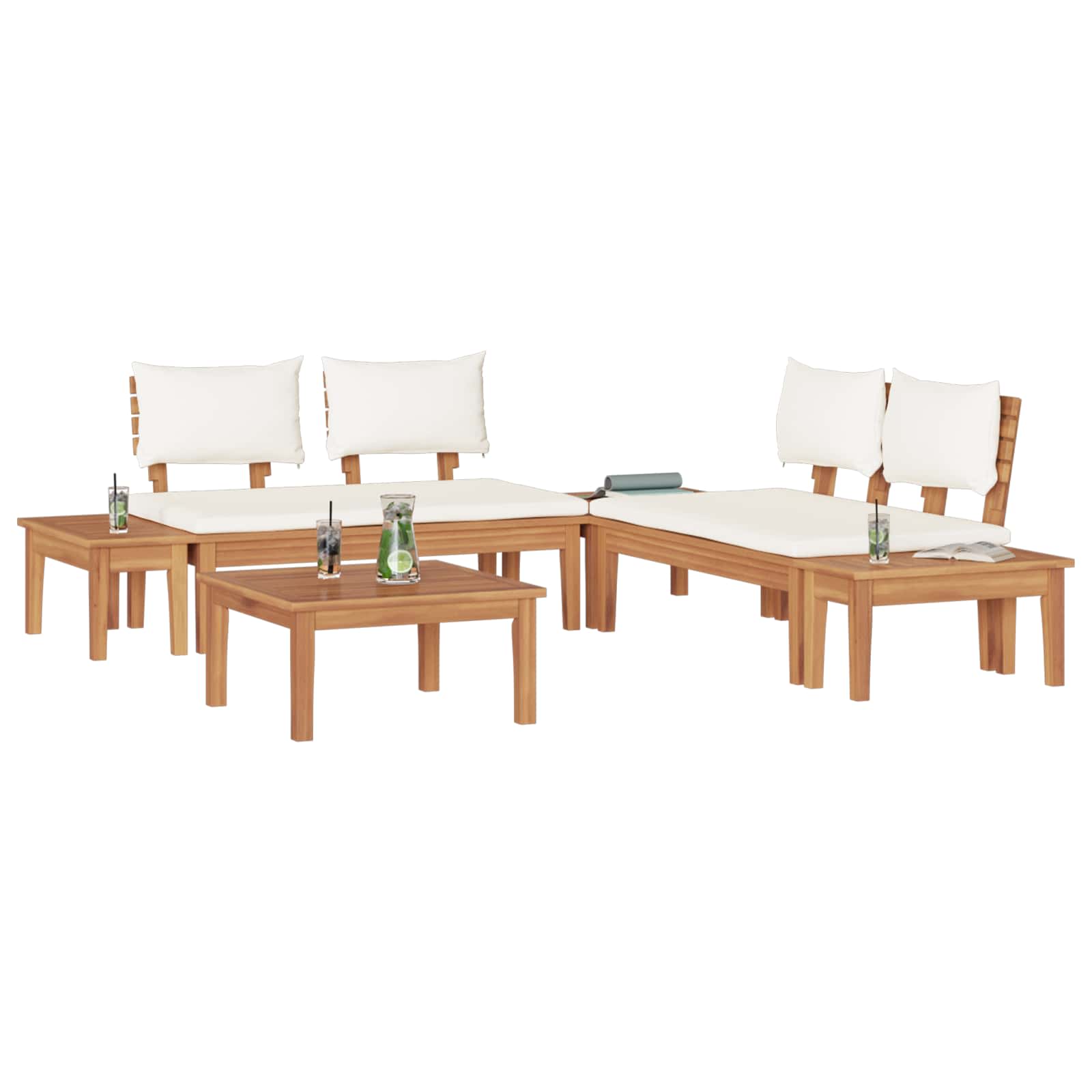 Gartensofa-set 3 pcs Braun und Creme