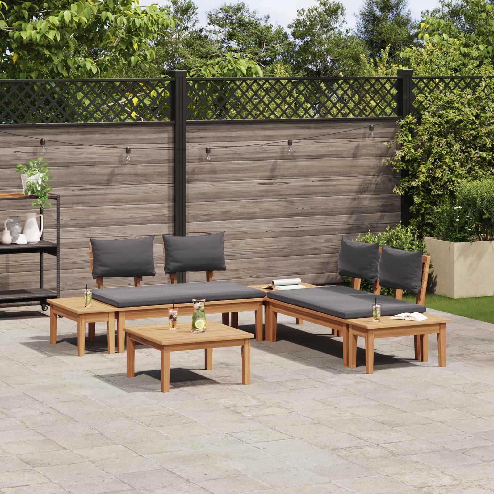 Gartensofa-set 3 pcs Braun und Grau