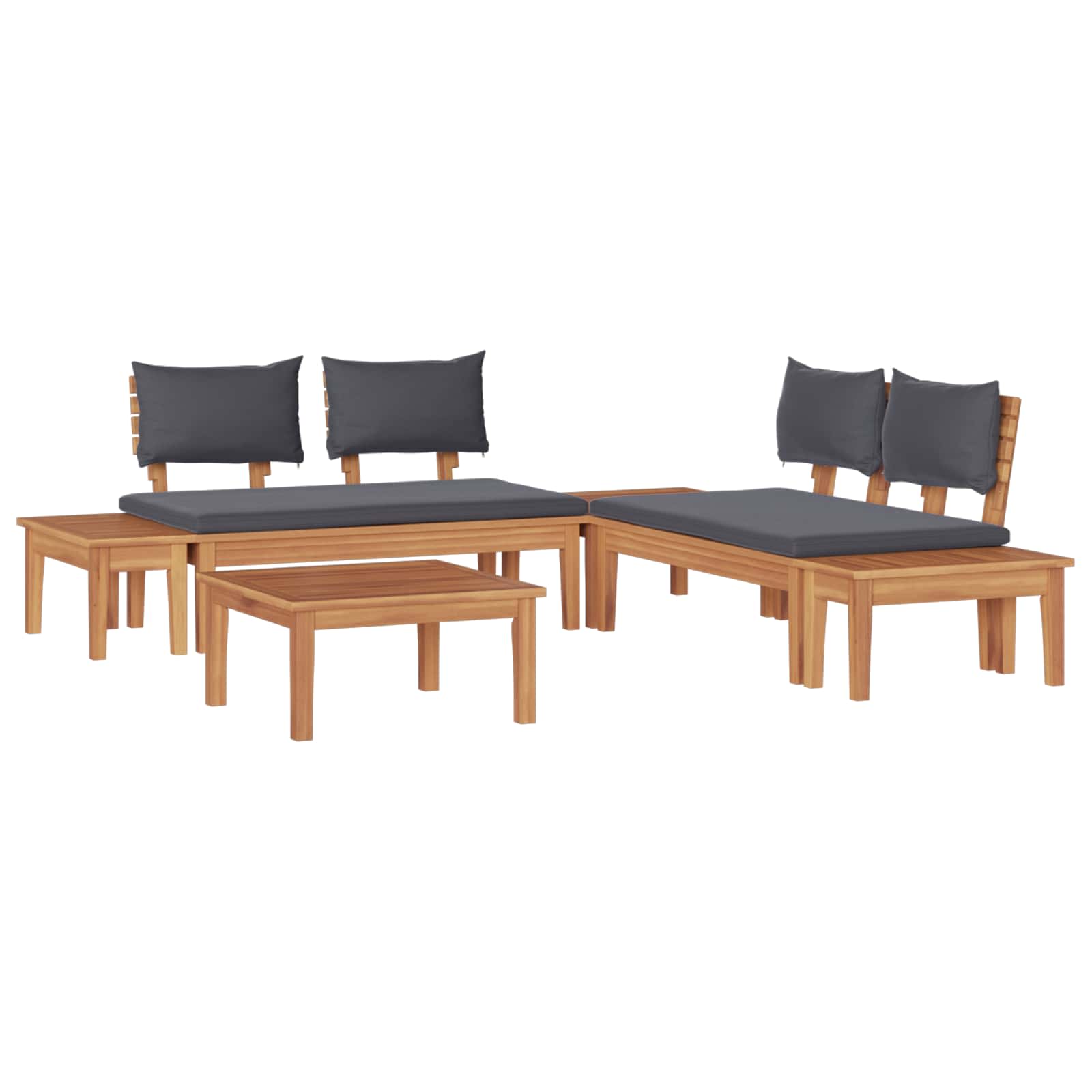 Gartensofa-set 3 pcs Braun und Grau