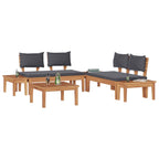 Gartensofa-set 3 pcs Braun und Grau