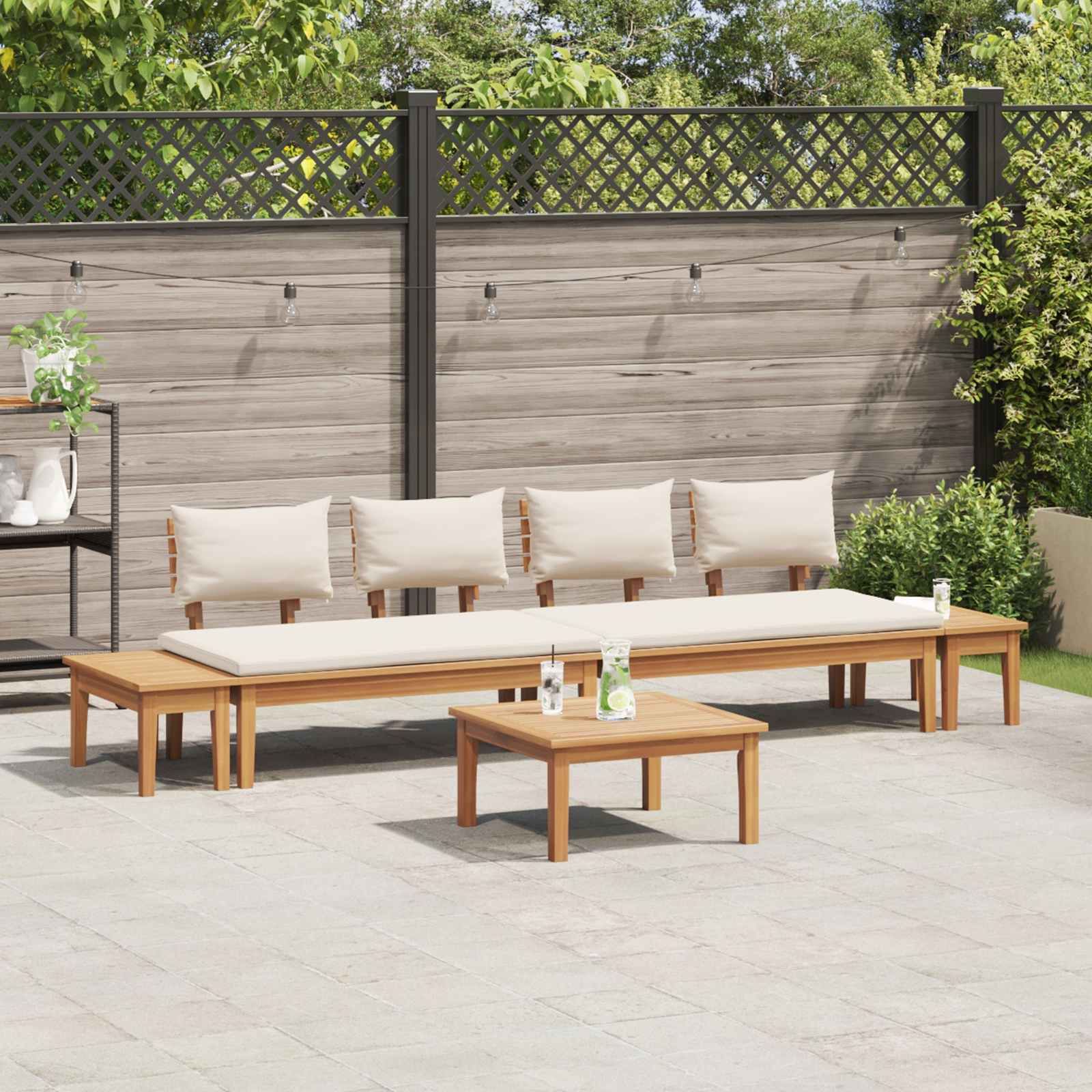 Gartensofa-set 5 pcs Braun und Creme