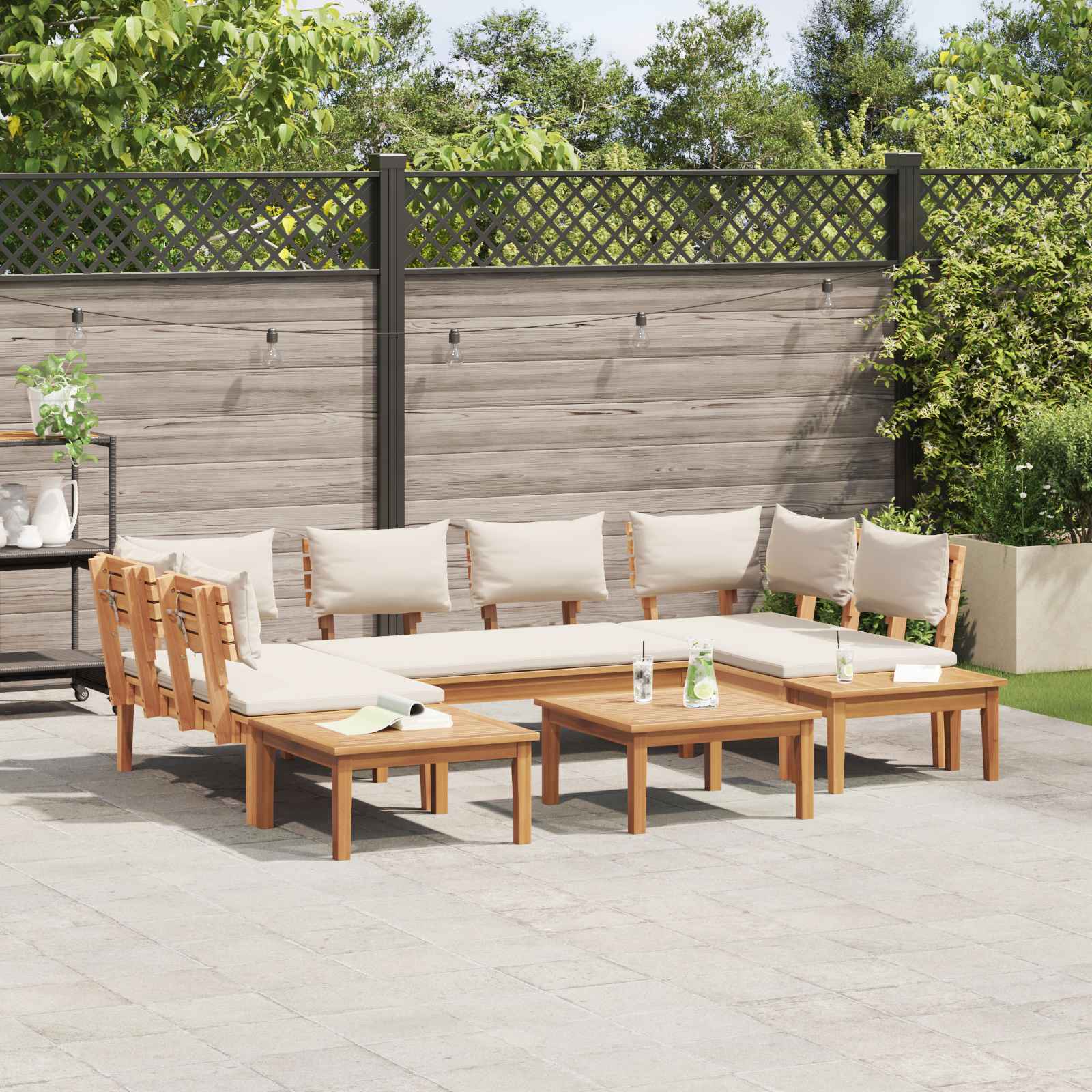 Gartensofa-set 4 pcs Braun und Creme
