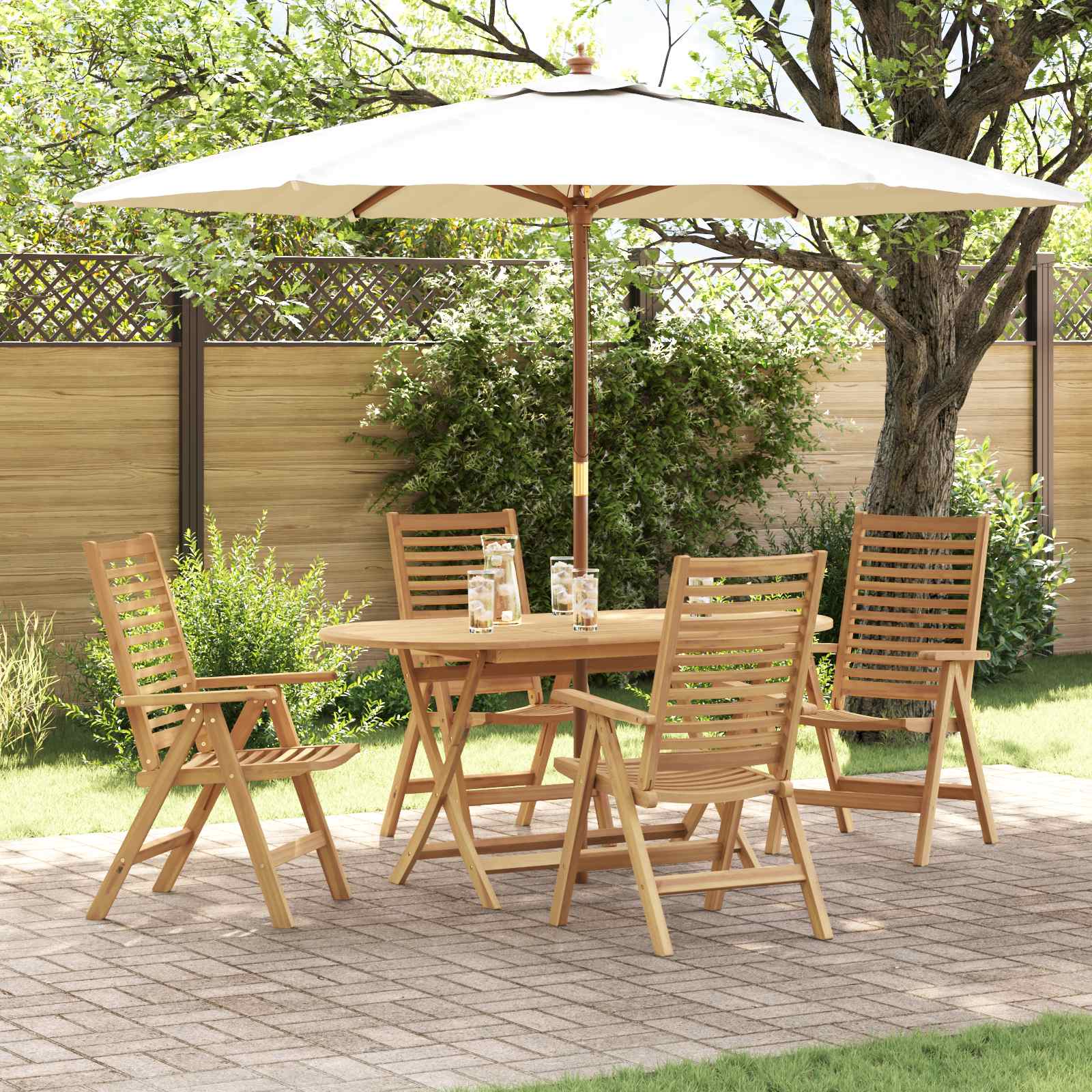 Garten Essgruppe 5 pcs Braun Massivholz Teak