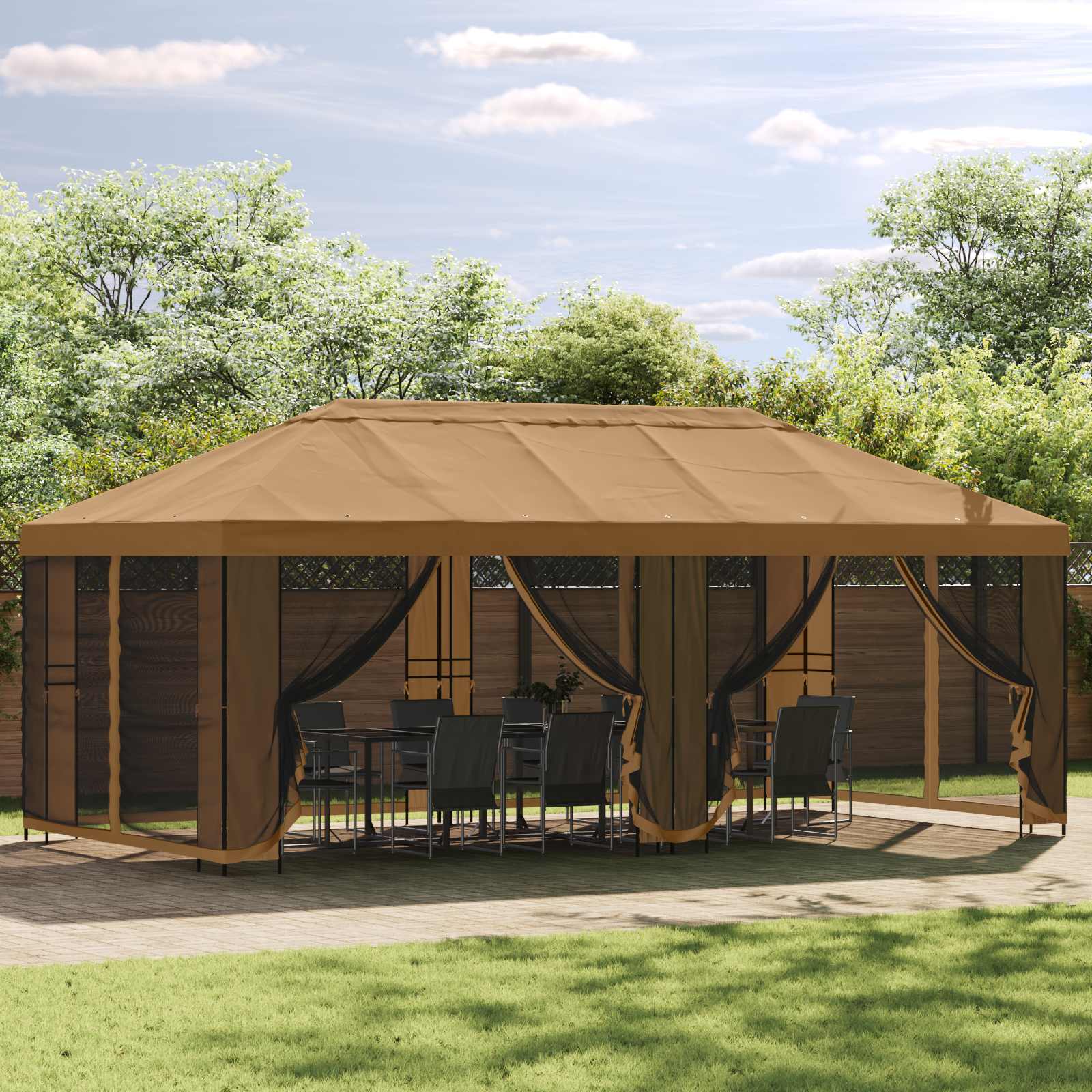 Gazebo Rahmen 6 x 3 m Schwarz Stahl