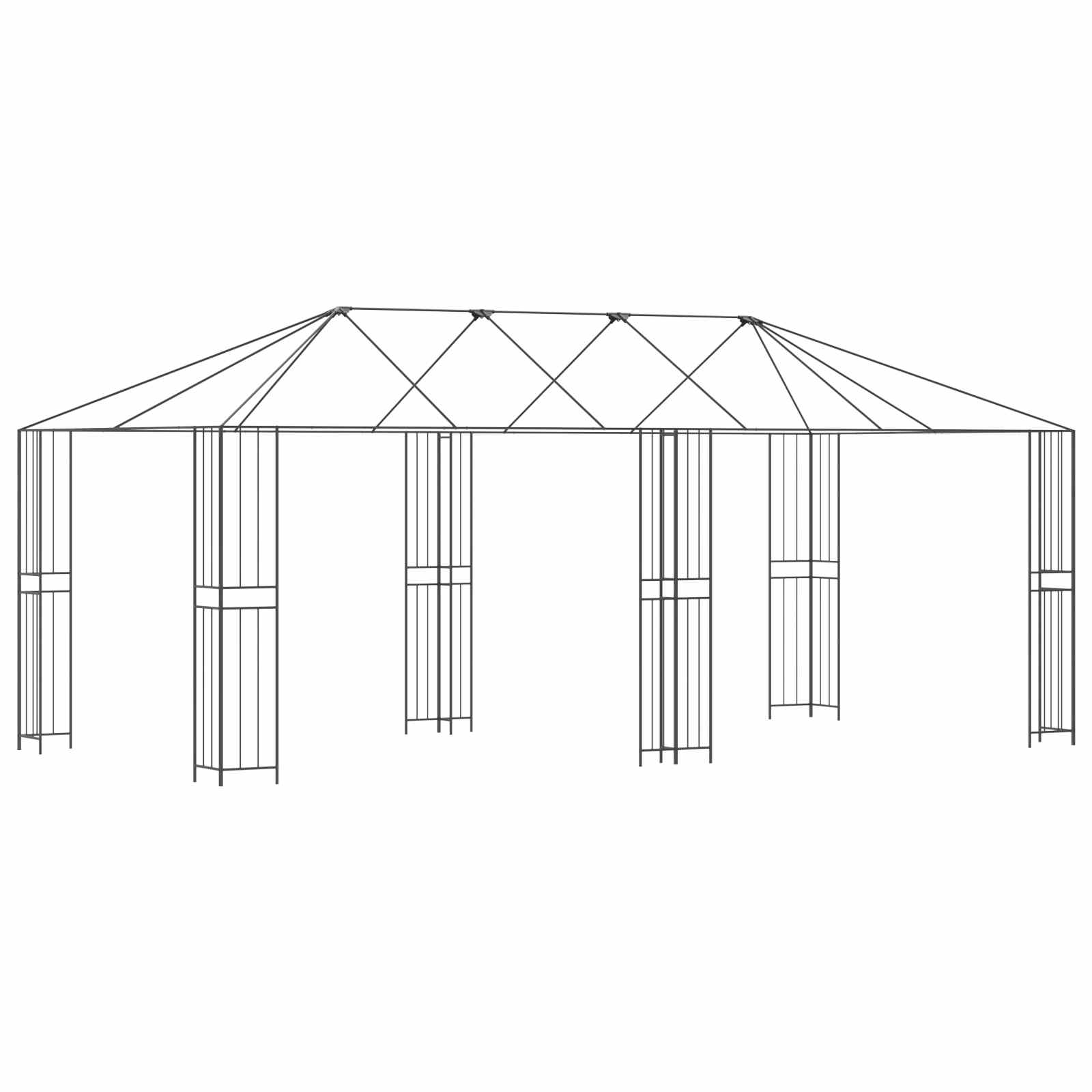 Gazebo Rahmen 6 x 3 m Schwarz Stahl