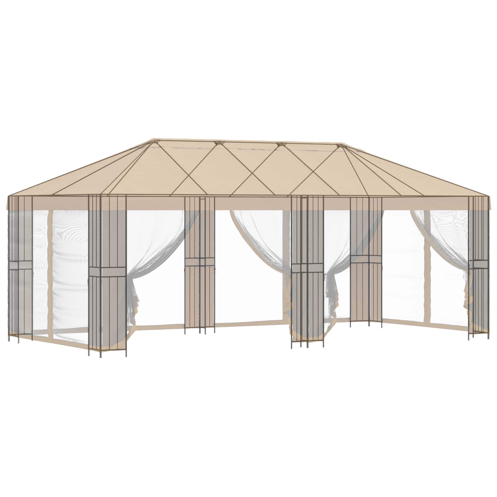 Gazebo Rahmen 6 x 3 m Schwarz Stahl