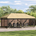 Pavillon mit Seitenwänden 6 x 3 m Creme Polyester und Stahl 190