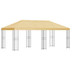 Pavillon mit Seitenwänden 6 x 3 m Creme Polyester und Stahl 190