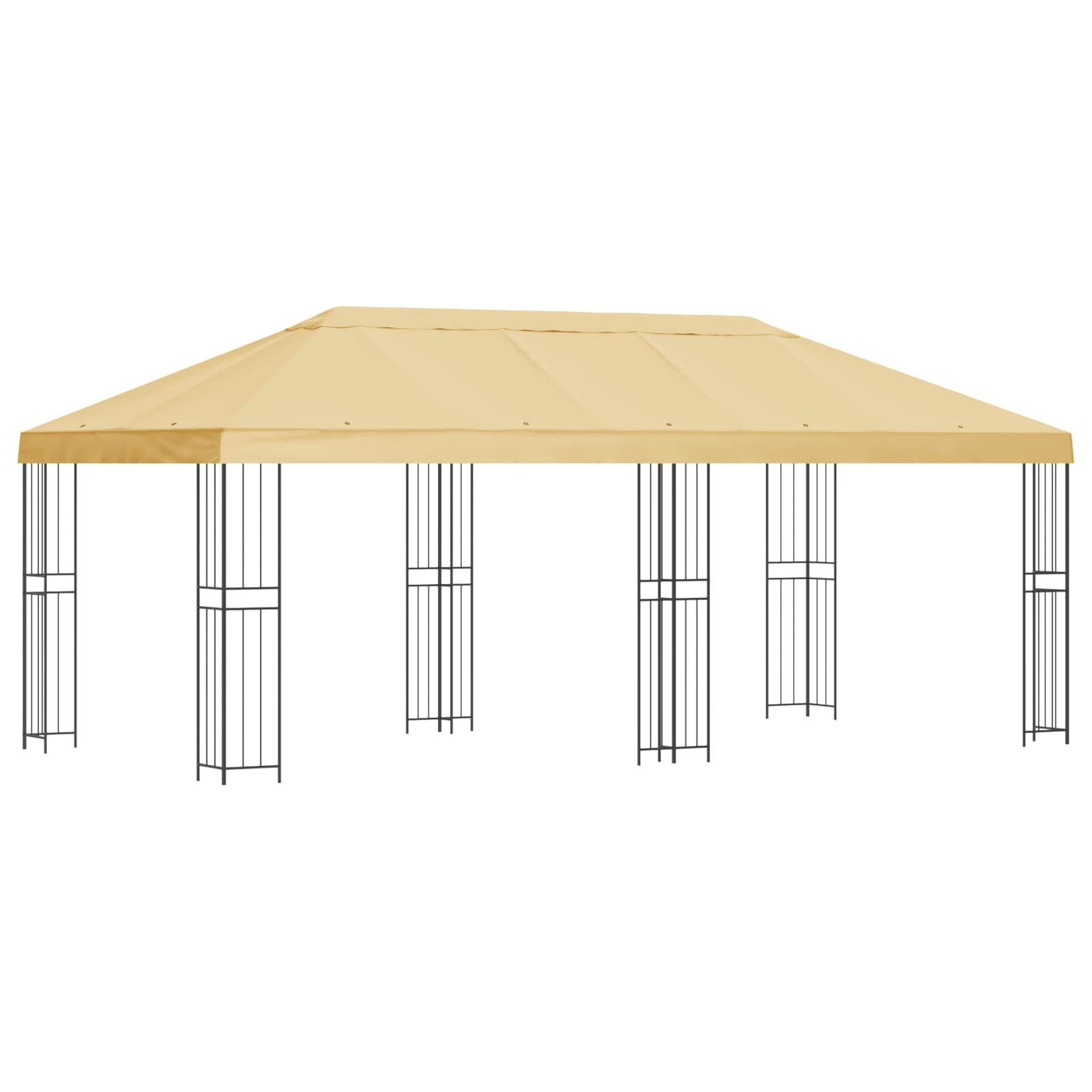 Pavillon mit Seitenwänden 6 x 3 m Creme Polyester und Stahl 190