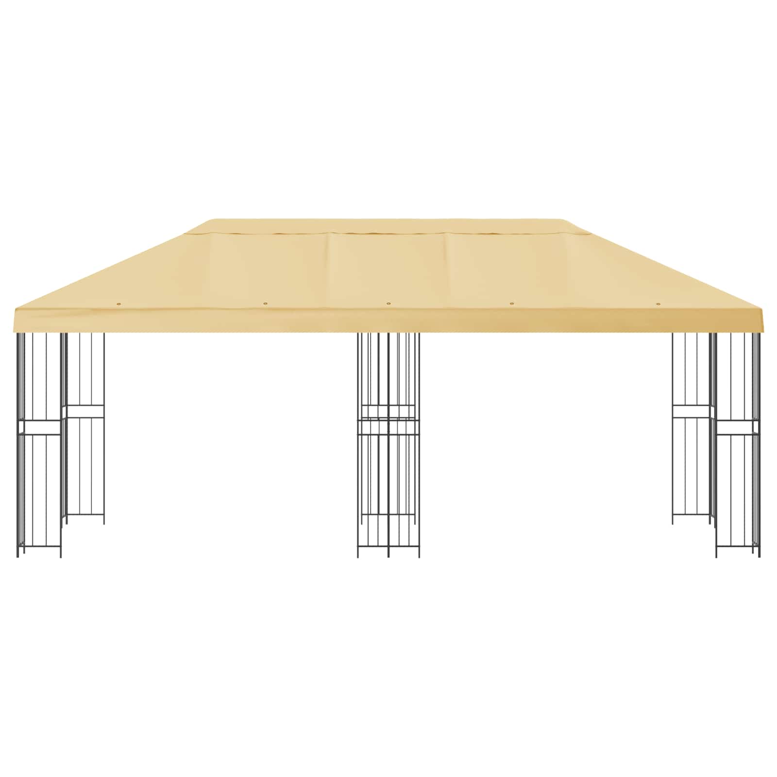 Pavillon mit Seitenwänden 6 x 3 m Creme Polyester und Stahl 190