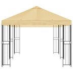 Pavillon mit Seitenwänden 6 x 3 m Creme Polyester und Stahl 190