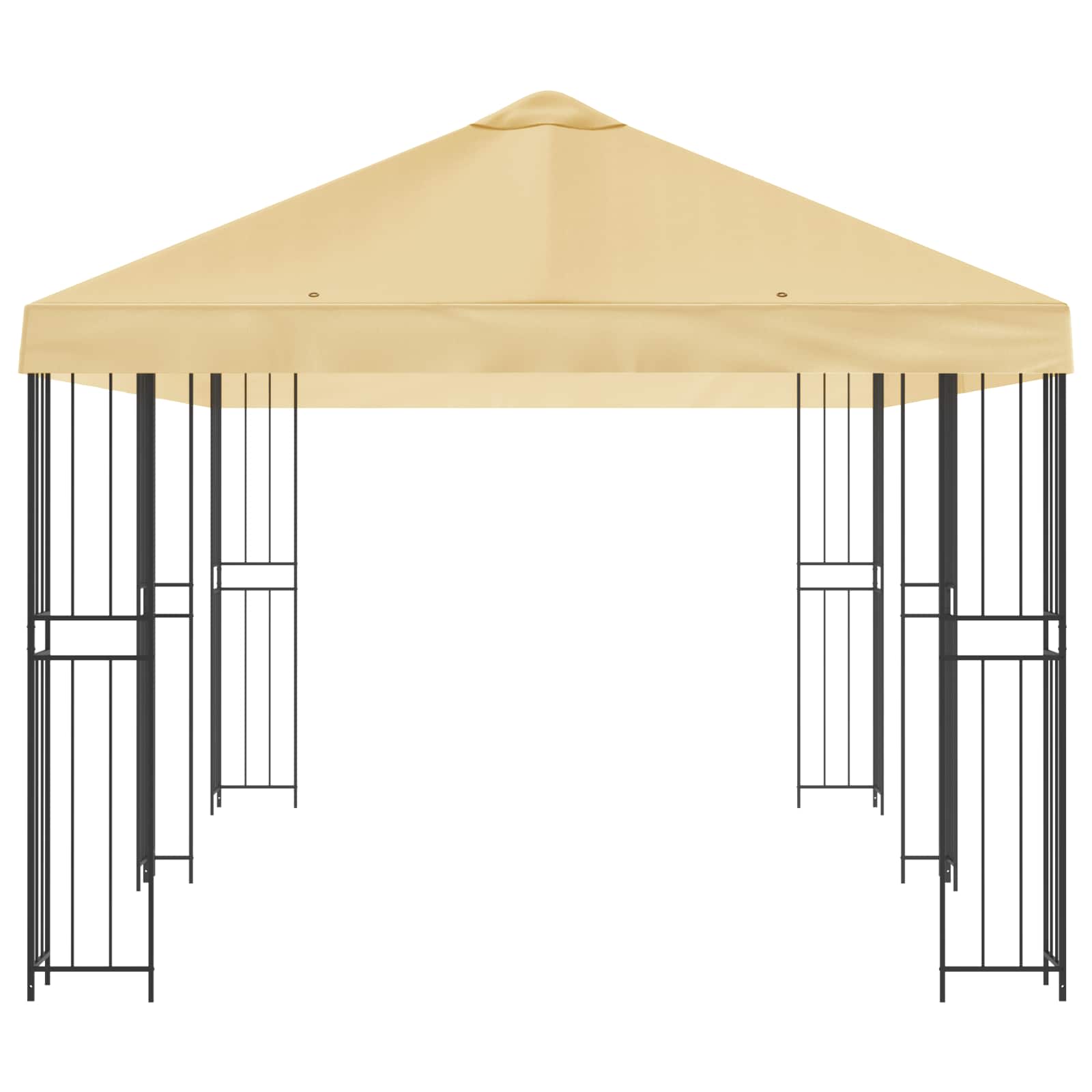 Pavillon mit Seitenwänden 6 x 3 m Creme Polyester und Stahl 190