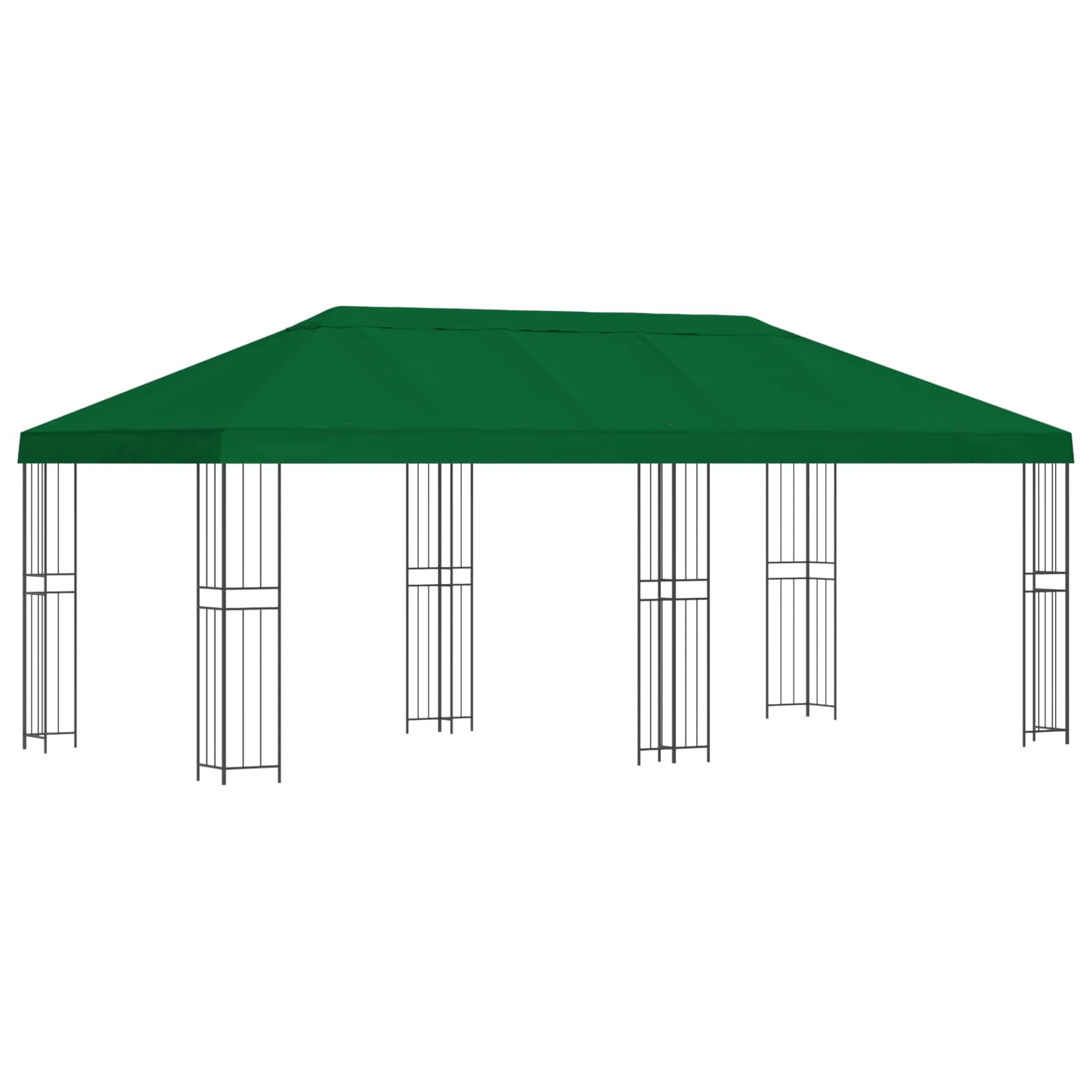 Pavillon mit Seitenwänden 6 x 3 m Grün Polyester und Stahl 190
