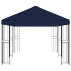 Pavillon mit Seitenwänden 6 x 3 m Blau Polyester und Stahl 190