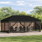 Pavillon mit Seitenwänden 6 x 3 m Schwarz Polyester und Stahl