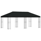 Pavillon mit Seitenwänden 6 x 3 m Schwarz Polyester und Stahl