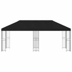 Pavillon mit Seitenwänden 6 x 3 m Schwarz Polyester und Stahl