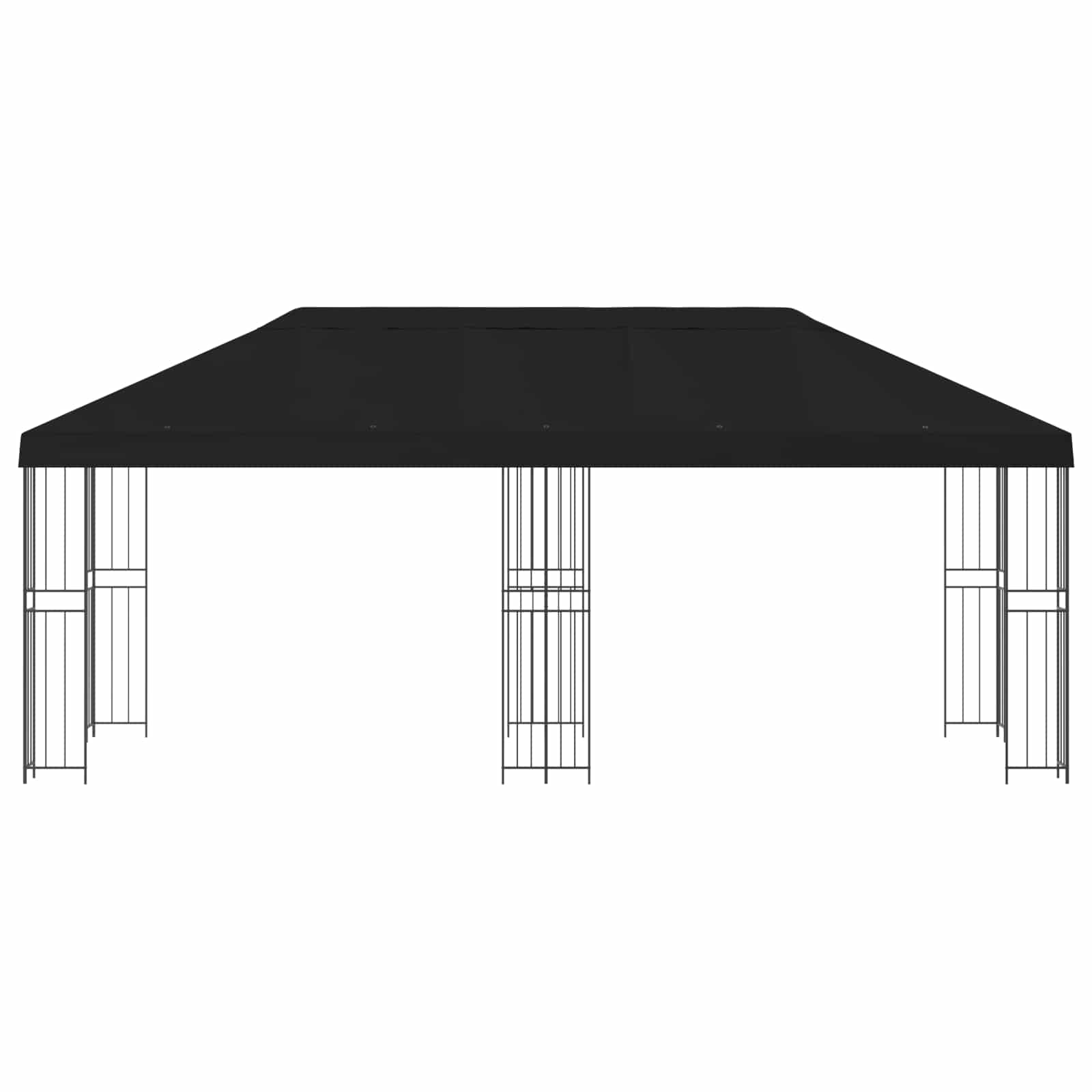 Pavillon mit Seitenwänden 6 x 3 m Schwarz Polyester und Stahl