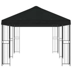 Pavillon mit Seitenwänden 6 x 3 m Schwarz Polyester und Stahl