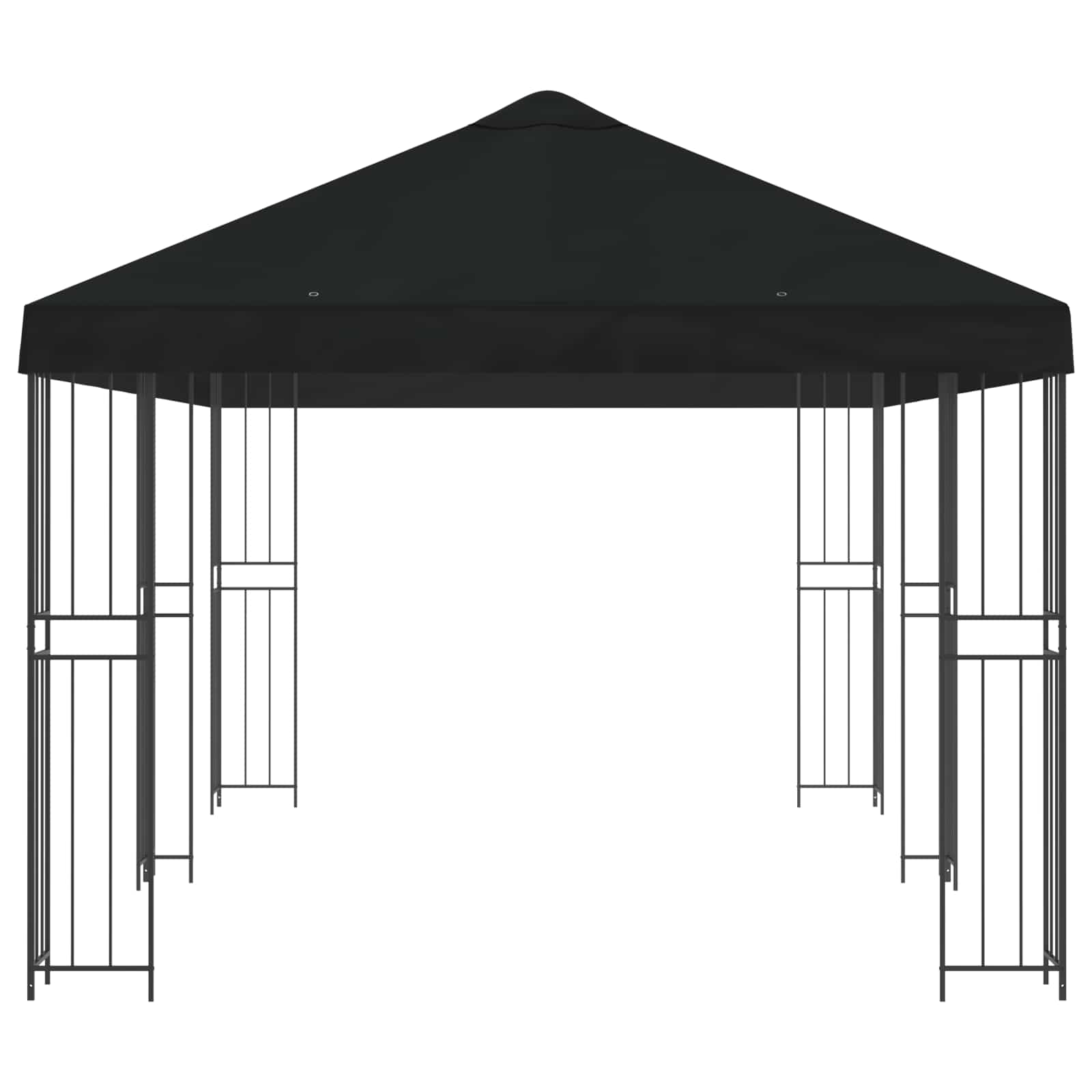 Pavillon mit Seitenwänden 6 x 3 m Schwarz Polyester und Stahl