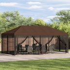 Pavillon mit Seitenwänden 6 x 3 m Braun Polyester und Stahl 190