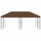 Pavillon mit Seitenwänden 6 x 3 m Braun Polyester und Stahl 190