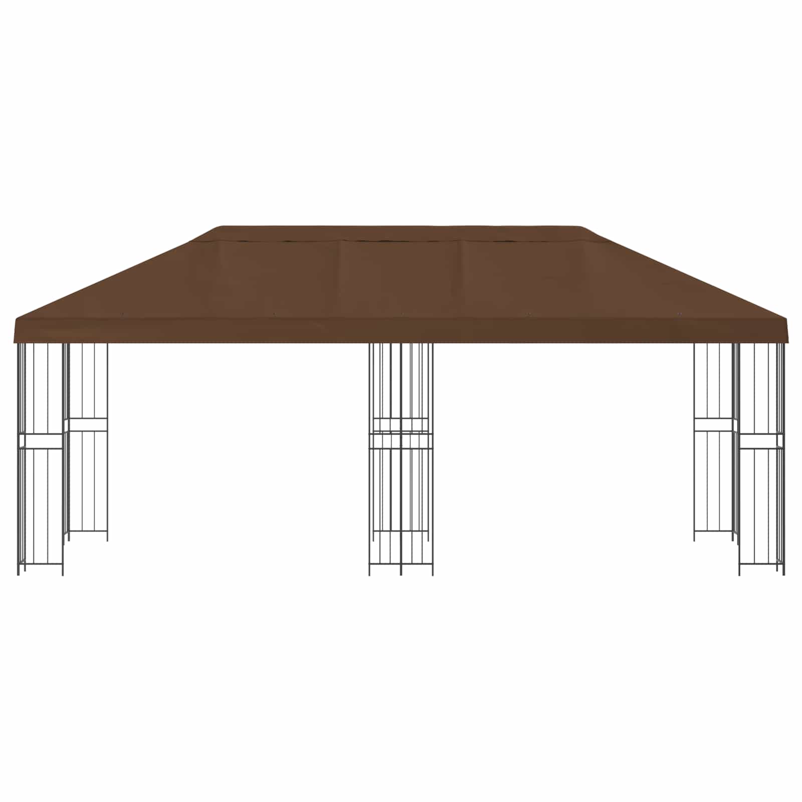 Pavillon mit Seitenwänden 6 x 3 m Braun Polyester und Stahl 190
