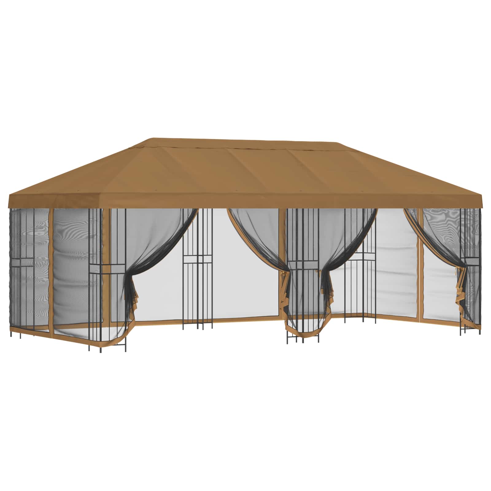 Pavillon mit Seitenwänden 6 x 3 m Beige Polyester und Stahl 190
