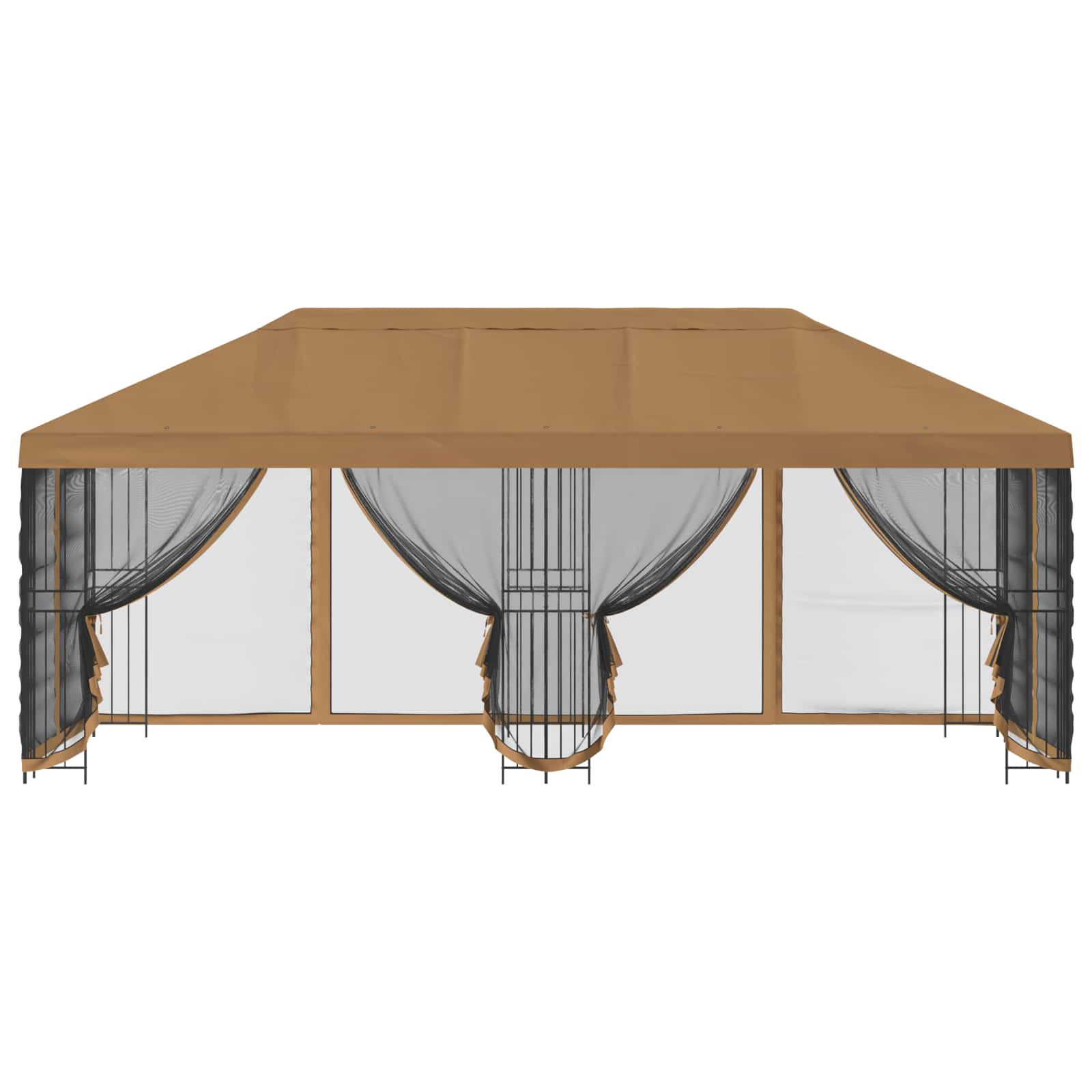 Pavillon mit Seitenwänden 6 x 3 m Beige Polyester und Stahl 190