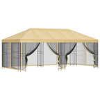 Pavillon mit Seitenwänden 6 x 3 m Creme Polyester und Stahl 190