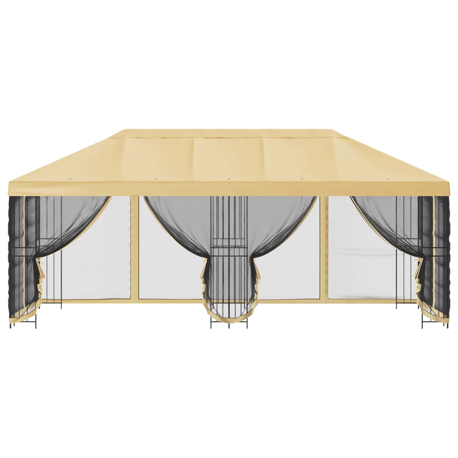 Pavillon mit Seitenwänden 6 x 3 m Creme Polyester und Stahl 190