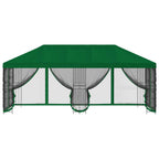 Pavillon mit Seitenwänden 6 x 3 m Grün Polyester und Stahl 190