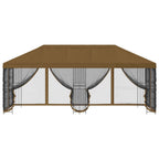 Pavillon mit Seitenwänden 6 x 3 m Taupe Polyester und Stahl 190