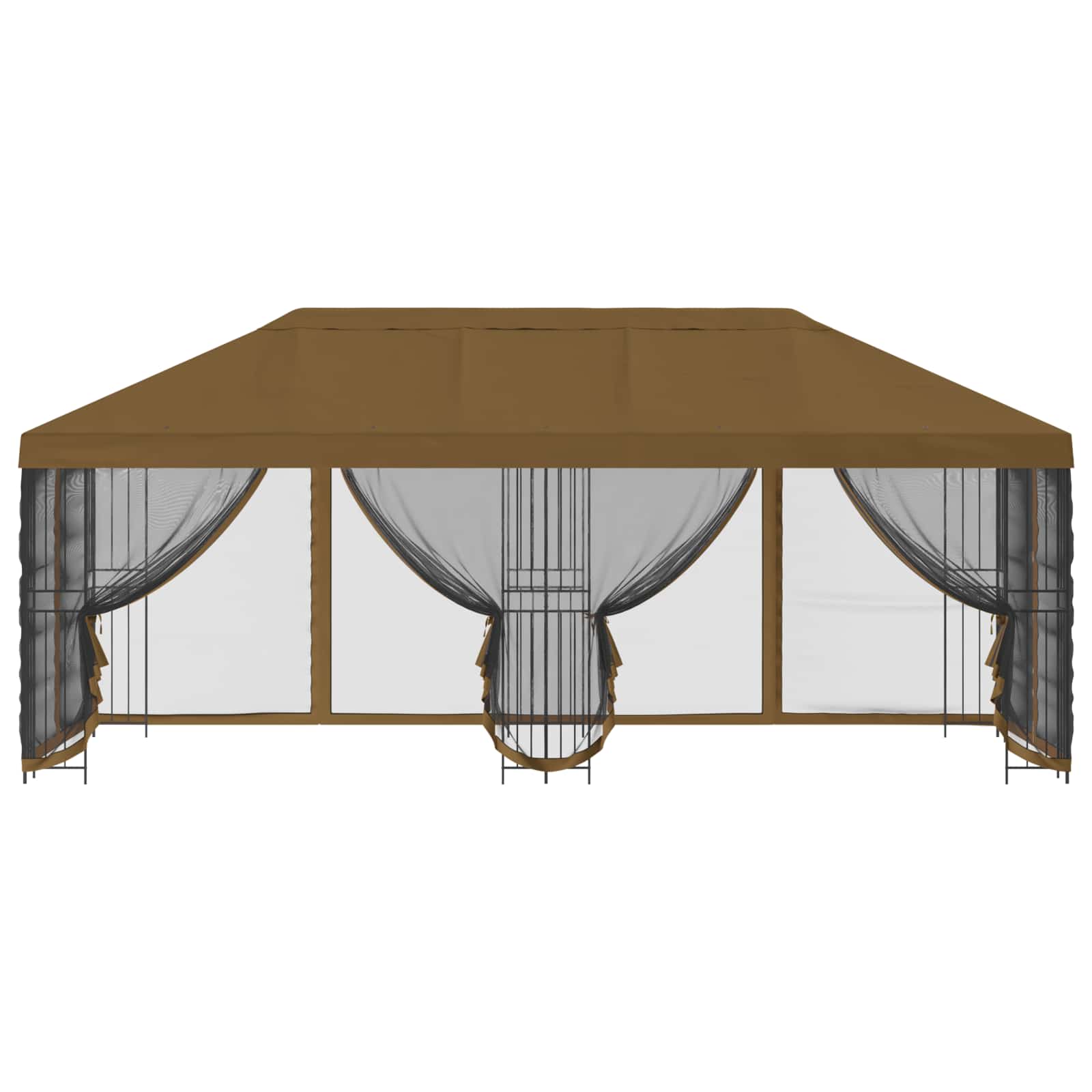 Pavillon mit Seitenwänden 6 x 3 m Taupe Polyester und Stahl 190