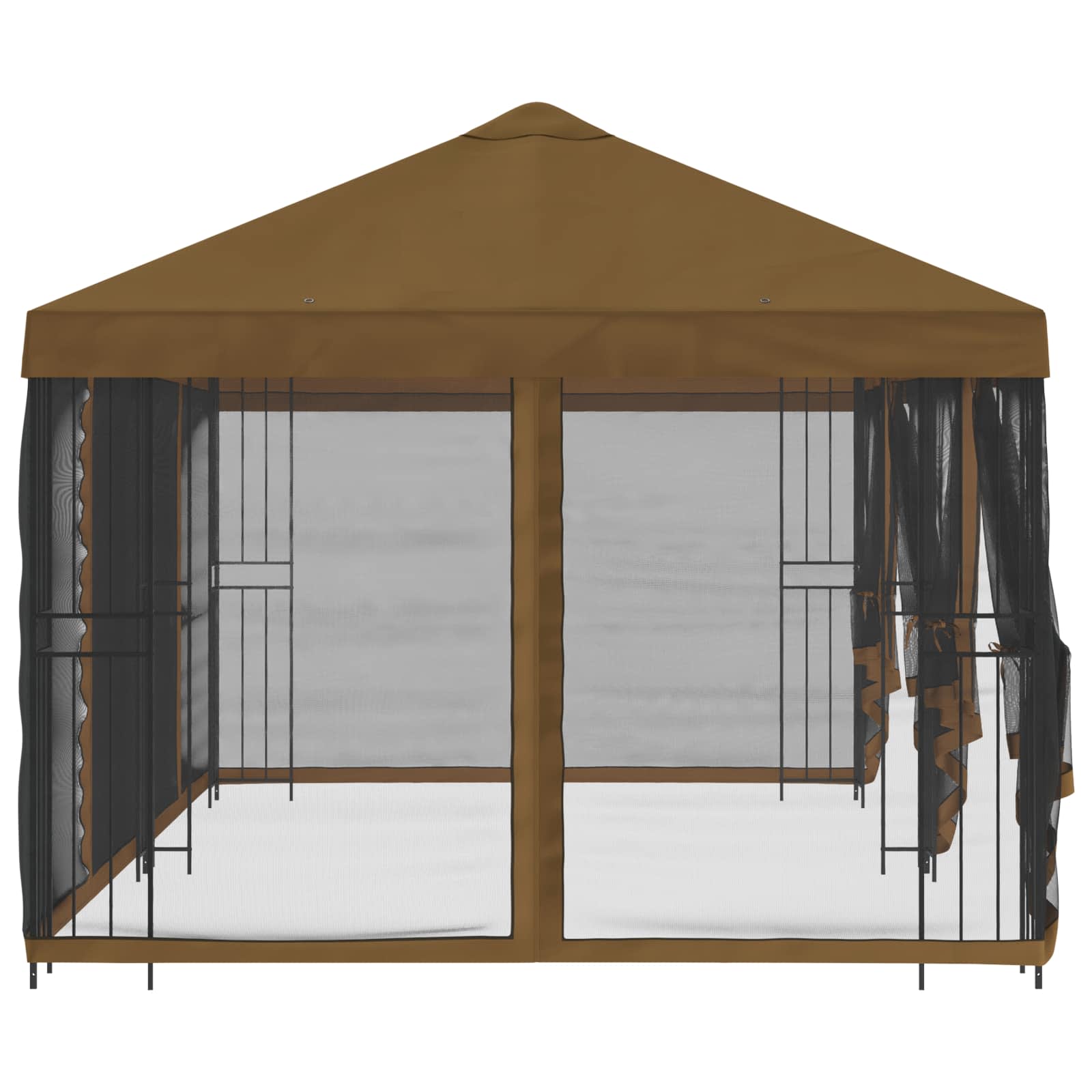Pavillon mit Seitenwänden 6 x 3 m Taupe Polyester und Stahl 190