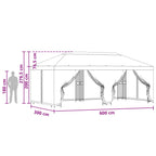 Pavillon mit Seitenwänden 6 x 3 m Taupe Polyester und Stahl 190