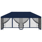 Pavillon mit Seitenwänden 6 x 3 m Blau Polyester und Stahl 190